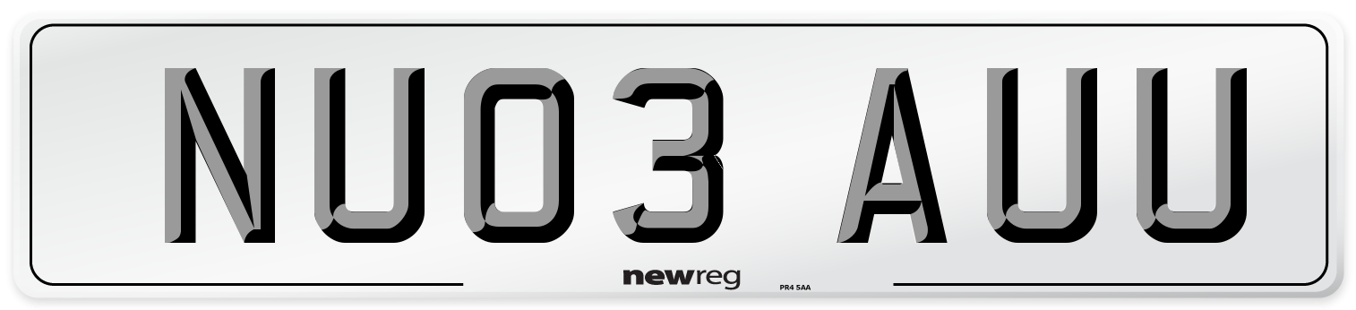 NU03 AUU Number Plate from New Reg